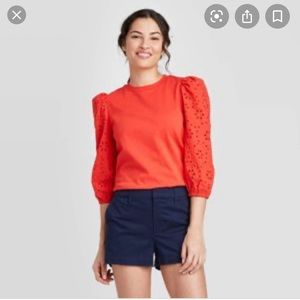 A New Day eyelet sleeve top